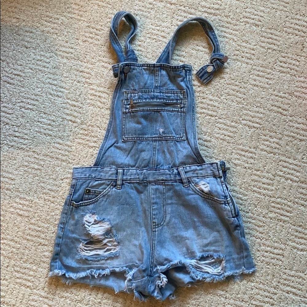 Distressed overalls